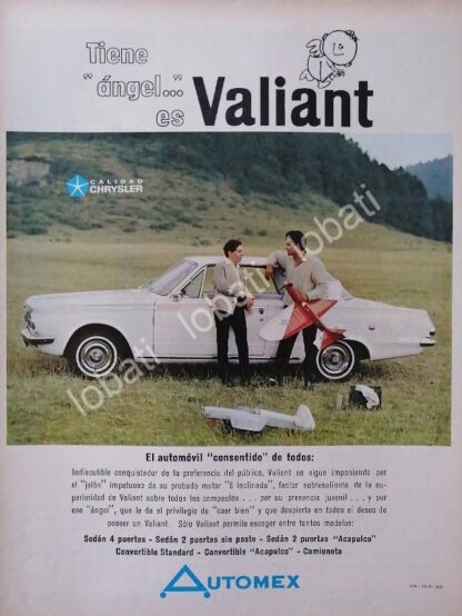 CARTEL ANTIGUO ORIGINAL DE AUTOS CHRYSLER DODGE VALIANT 1965 / N81