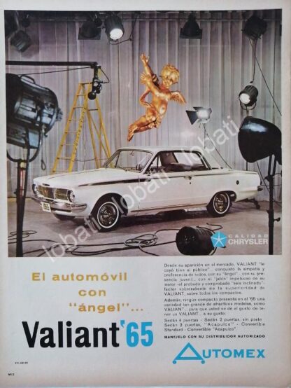 CARTEL ANTIGUO ORIGINAL DE AUTOS CHRYSLER DODGE VALIANT 1965 / N80