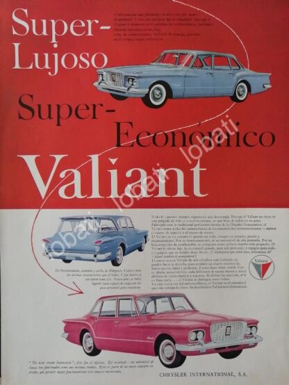 CARTEL ANTIGUO ORIGINAL DE AUTOS CHRYSLER DODGE VALIANT 1960s / N77