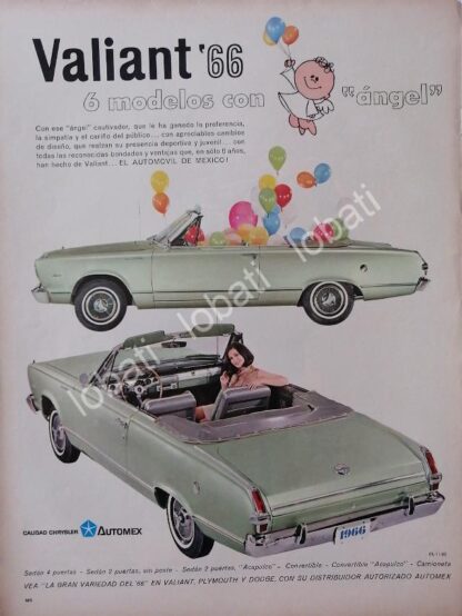 CARTEL ANTIGUO ORIGINAL DE AUTOS CHRYSLER VALIANT 1966 /N72