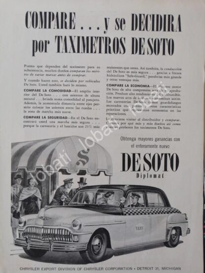 CARTEL ANTIGUO ORIGINAL DE AUTOS DODGE DESOTO DIPLOMAT 1949 /N58