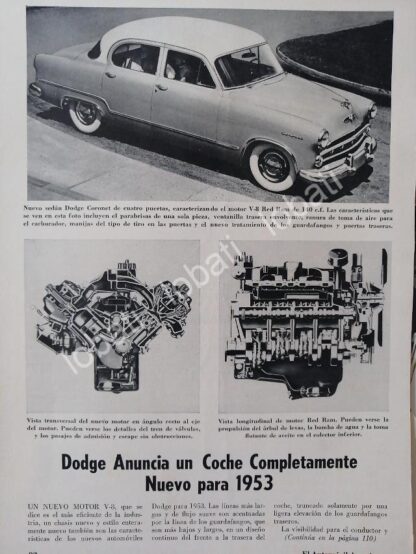 CARTEL ANTIGUO ORIGINAL DE AUTOS CHRYSLER DODGE SEDAN V8 1953 /22