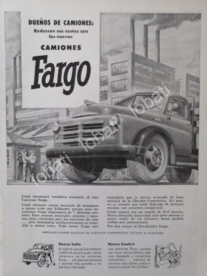 CARTEL ANTIGUO ORIGINAL DE CAMIONES DODGE FARGO 1948 /5