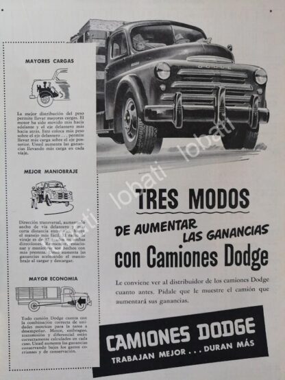 CARTEL ANTIGUO ORIGINAL DE CAMIONES DODGE 1949