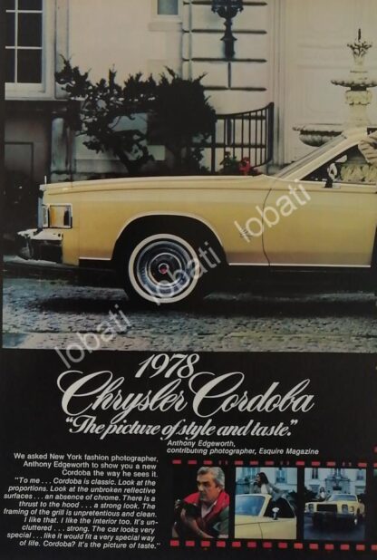 CARTEL ANTIGUO ORIGINAL DE AUTOS CHRYSLER CORDOBA 1978 / RARO/ 15