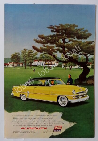 CARTEL ANTIGUO ORIGINAL DE AUTOS CHRYSLER PLYMOUTH 1954 /11