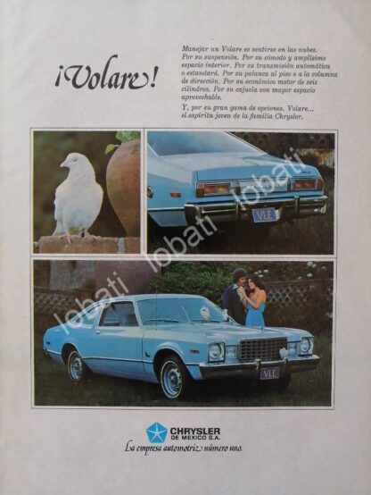 CARTEL ANTIGUO ORIGINAL DE AUTOS CHRYSLER VOLARE 1978