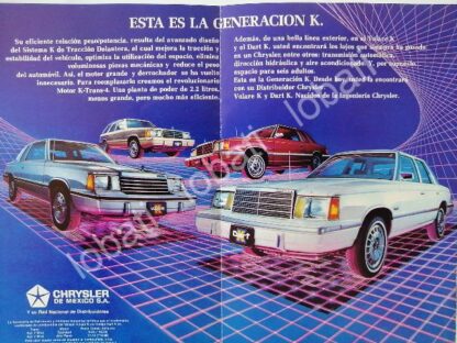 CARTEL ANTIGUO ORIGINAL DE AUTOS CHRYSLER GENERACION K. VOLARE, DART, 1986