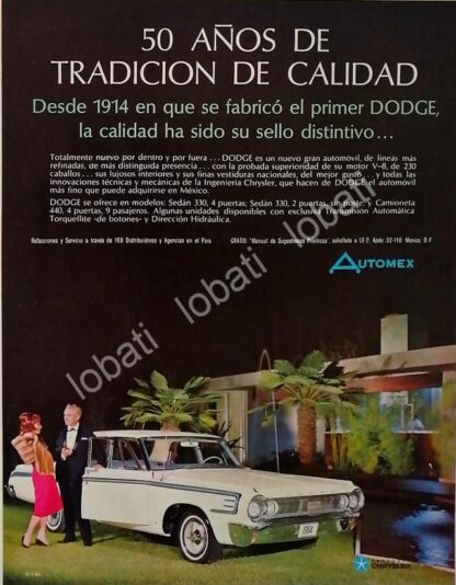 CARTEL ANTIGUO ORIGINAL DE AUTOS CHRYSLER MEXICO 50 ANIVERSARIO 1964 / RARO