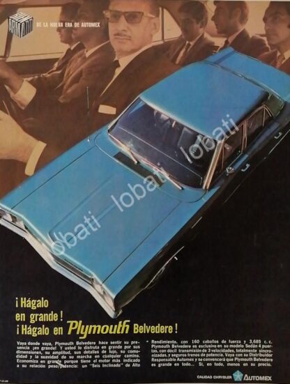 CARTEL ANTIGUO ORIGINAL DE AUTOS CHRYSLER PLYMOUTH BELVEDERE 1969 /148