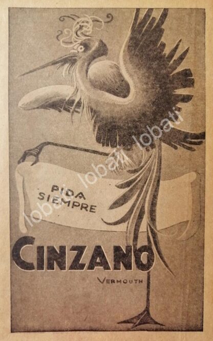 CARTEL ANTIGUO ORIGINAL DE AFICHE ART NOUVEAU VINOS CINZANO 1920s /453