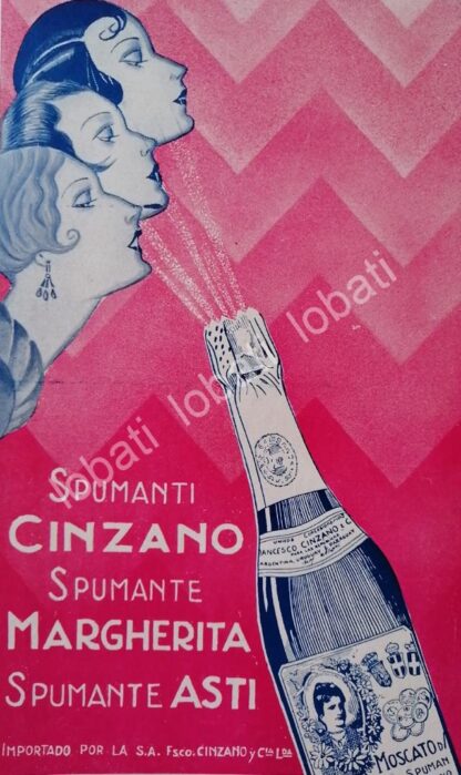 CARTEL ANTIGUO ORIGINAL DE AFICHE ART NOUVEAU VINOS CINZANO 1920s /461