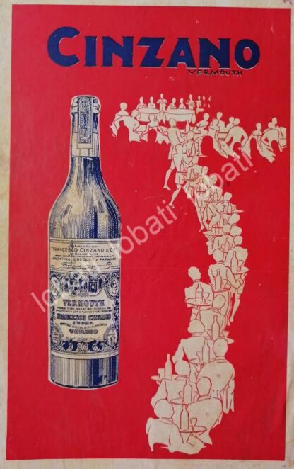 CARTEL ANTIGUO ORIGINAL DE VINOS CINZANO VERMOUTH AÑOS 20s /460