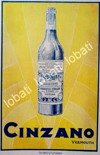 CARTEL ANTIGUO ORIGINAL DE VINOS CINZANO VERMOUTH AÑOS 20s /456