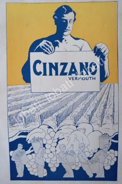 CARTEL ANTIGUO ORIGINAL DE AFICHE ART NOUVEAU VINOS CINZANO 1920s /417