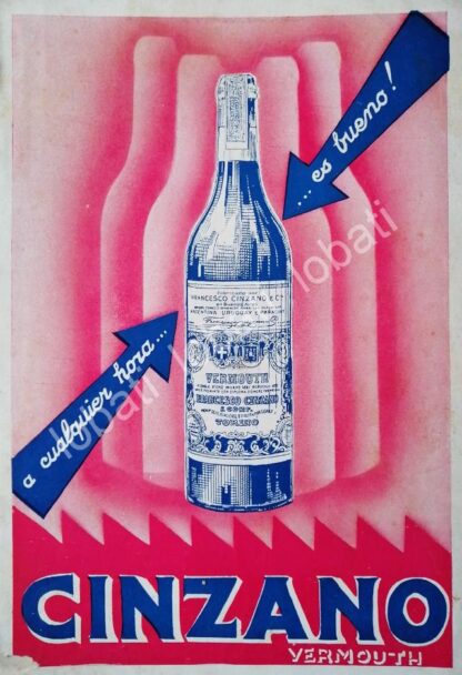 CARTEL ANTIGUO ORIGINAL DE AFICHE ART NOUVEAU VINOS CINZANO 1920s /439