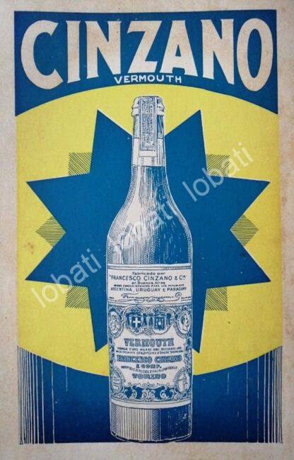 CARTEL ANTIGUO ORIGINAL DE AFICHE ART NOUVEAU VINOS CINZANO 1920s /438