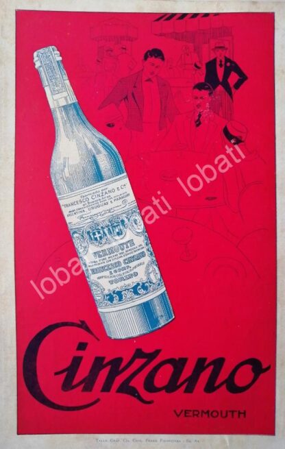 CARTEL ANTIGUO ORIGINAL DE VINOS CINZANO VERMOUTH AÑOS 20s /432