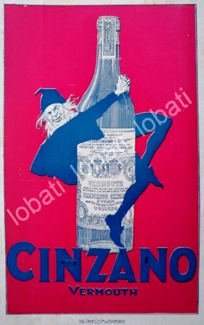 CARTEL ANTIGUO ORIGINAL DE VINOS CINZANO VERMOUTH AÑOS 20s /425