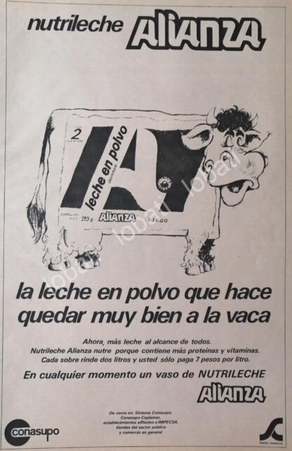 CARTEL ANTIGUO ORIGINAL DE NUTRILECHE CONASUPO 1981 /4