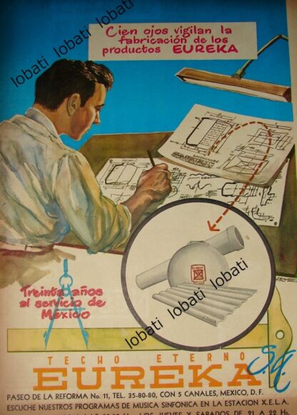 CARTEL ANTIGUO ORIGINAL DE TECHO ETERNO EUREKA S.A PUBLICIDAD ARTISTICA 1955 /392