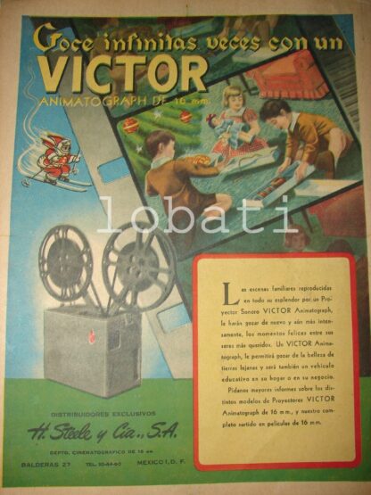 CARTEL ANTIGUO ORIGINAL DE PROYECTOR VICTOR ANIMATOGRAPH 16mm 1950 /15