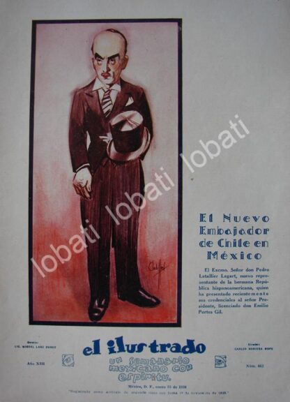 GRABADO ANTIGUO. PEDRO LETALLIER LAGART 1930 DIBUJO DE ANDRES AUDIFFRED