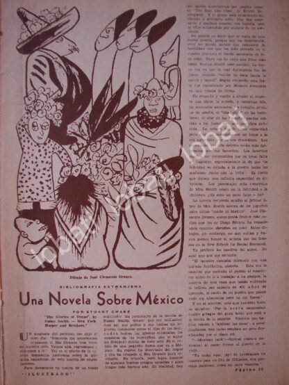 CARTEL ANTIGUO ORIGINAL DE NOTA DE STUART CHASE CON DIBUJO DE JOSE CLEMENTE OROZCO 1930s