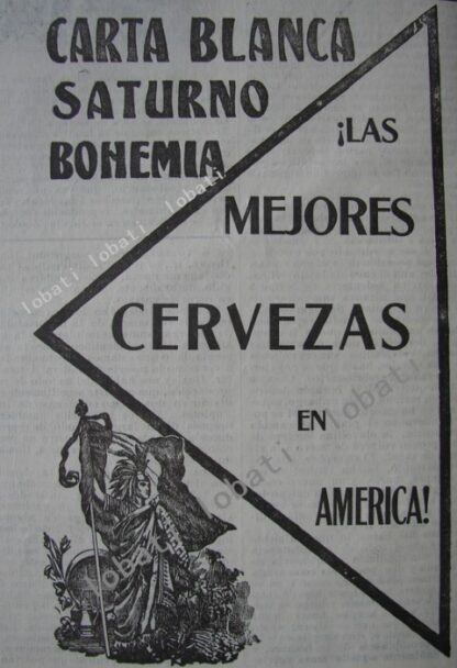 CARTEL ANTIGUO ORIGINAL DE CERVEZAS DE CERVECERIA CUAUHTEMOC 1911 /154