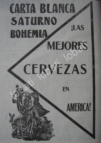 CARTEL ANTIGUO ORIGINAL DE MINI CARTEL CERVEZA CARTA BLANCA 1911 /160