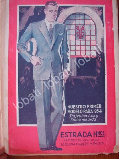 CARTEL ANTIGUO ORIGINAL DE SASTRERIA ESTRADA HERMANOS. 1934. MODAS / MUY RARO