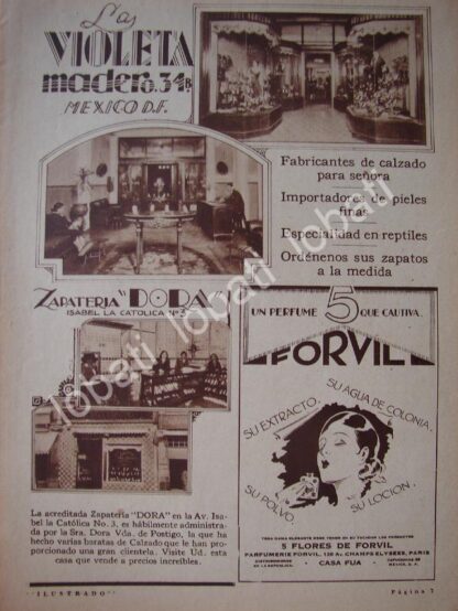 CARTEL ANTIGUO ORIGINAL DE ZAPATERIA DORA. 1934. Y FLORERIA LA VIOLETA / MUY RARO