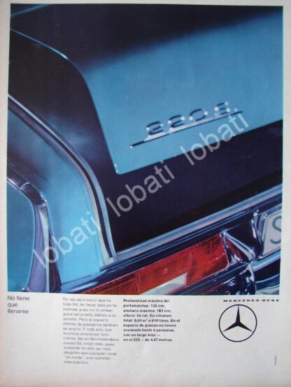 CARTEL ANTIGUO ORIGINAL DE AUTOS MERCEDES BENZ 220S 1964 /312