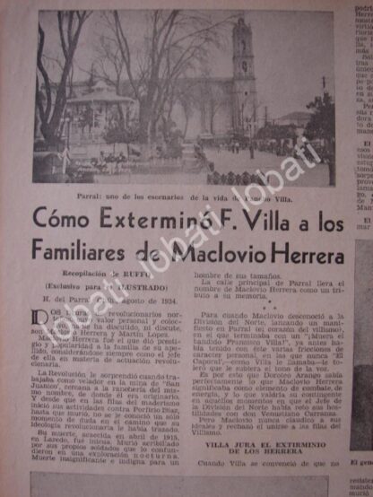 CARTEL ANTIGUO ORIGINAL DE COMO EXTERMINO PANCHO VILLA A FAMILIARES DE MACLOVIO HERRERA 1934 - Imagen 3