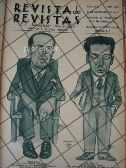 CARICATURA ANTIGUA 1936 LUIS CHICO GOERNE. DUBUJO: ALFREDO LEO