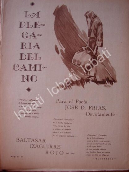 CARTEL ANTIGUO ORIGINAL DE POEMA DE BALTAZAR IZAGUIRRE ROJO. DIBUJO DE FERNANDO BOLAÑOS CACHO 1934