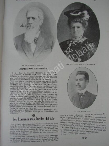 CARTEL ANTIGUO ORIGINAL DE ING. GABRIEL MANCERA & ESPOSA EN OBRAS FILANTROPICAS 1909 /ASM