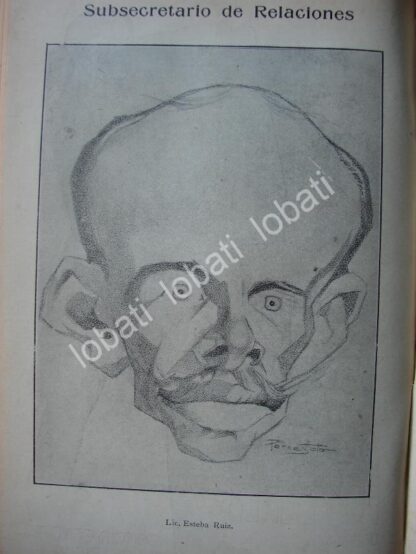 CARICATURA ANTIGUA LIC. ROBERTO ESTEVA RUIZ 1914 / PLT