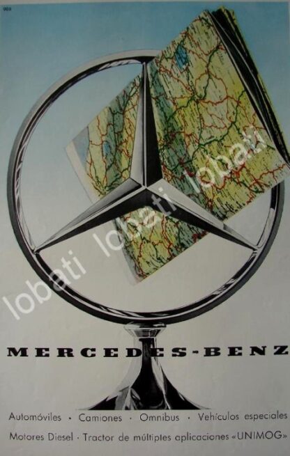 CARTEL ANTIGUO ORIGINAL DE AUTOS MERCEDEZ BENZ SE 1964 /304