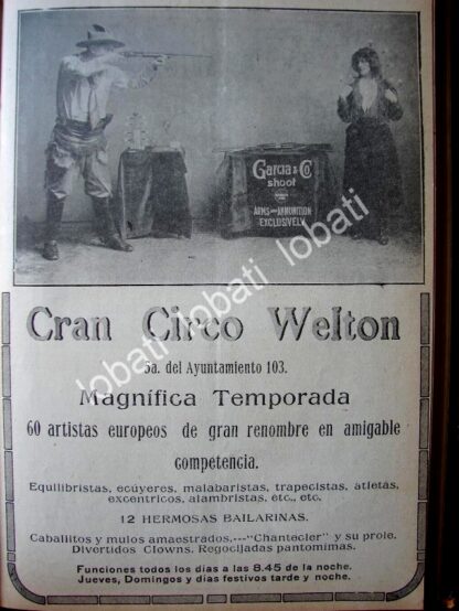 CARTEL ANTIGUO ORIGINAL DE GRAN CIRCO WELTON 1914 /768 MUY RARO