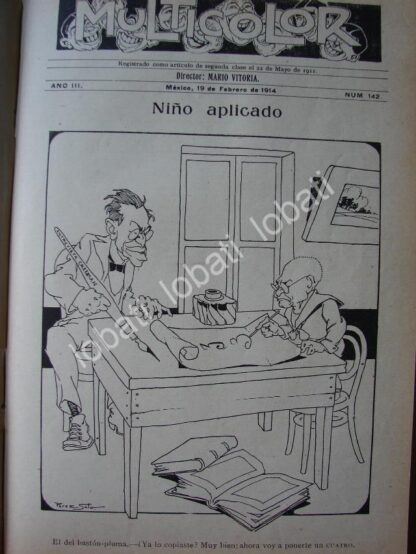 CARICATURA ANTIGUA 1914. VICTORIANO HUERTA Y LA ENTREVISTA DE JAMES CREELMAN