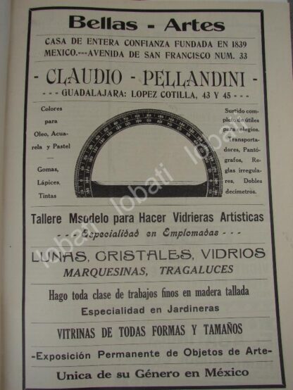 CARTEL ANTIGUO ORIGINAL DE TIENDA DE DECORACION CLAUDIO PELLANDINI 1909 /3