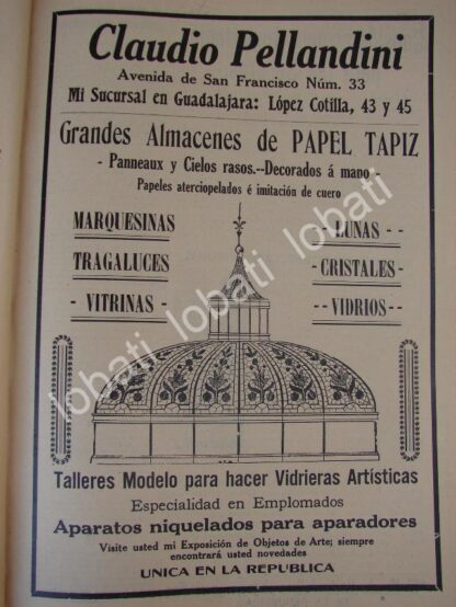 CARTEL ANTIGUO ORIGINAL DE TIENDA DE DECORACION CLAUDIO PELLANDINI 1910 /687