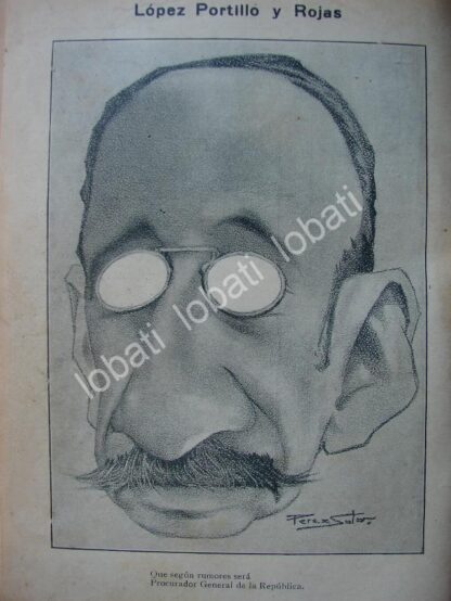 CARICATURA ANTIGUA 1914. LOPEZ PORTILLO Y ROJAS / PLT