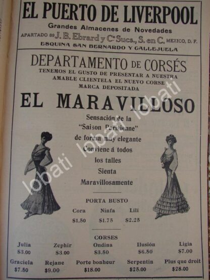 CARTEL ANTIGUO ORIGINAL DE TIENDA EL PUERTO DE LIVERPOOL 1909 PARAGUAS /688