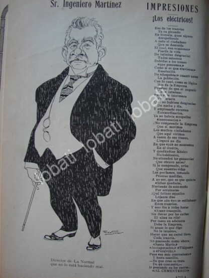 CARICATURA ANTIGUA 1914. MIGUEL F. MARTINEZ, DIRECTOR DE LA NORMAL S.