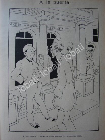 CARICATURA ANTIGUA 1914. WOODROW WILSON Y SU INGERENCIA EN MEXICO