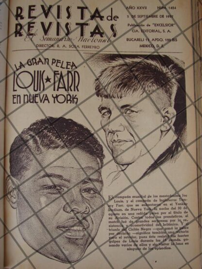 CARICATURA ANTIGUA 1937 BOXEADOR JOE LOUIS Y TOMY FARR