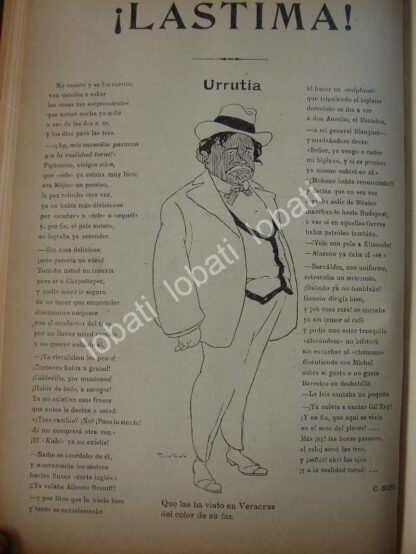 CARICATURA ANTIGUA. DR. AURELIANO URRUTIA 1914 POR. A. PEREZ SOTO