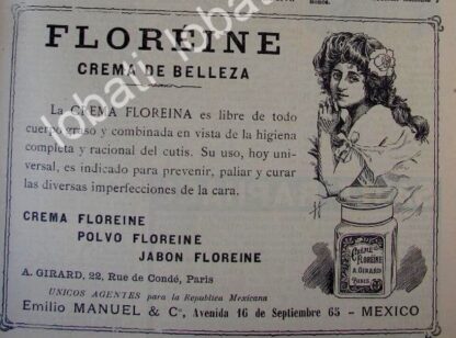 CARTEL ANTIGUO ORIGINAL DE CREMA PARA LA PIEL FLOREINE 1910 Y OTROS /Ni75